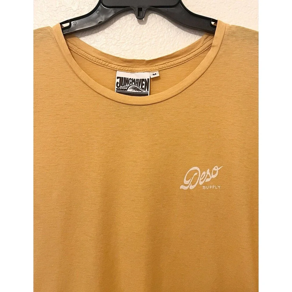 JUNGMAVEN x DESO SUPPLY Mustard Yellow Graphic Tee Shirt Organic Cotton/Hemp MED - Picture 3 of 7